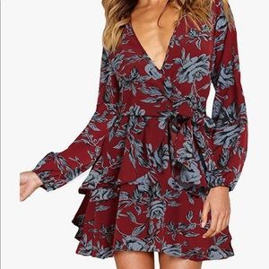 NWT Size large long sleeve floral a-line dress